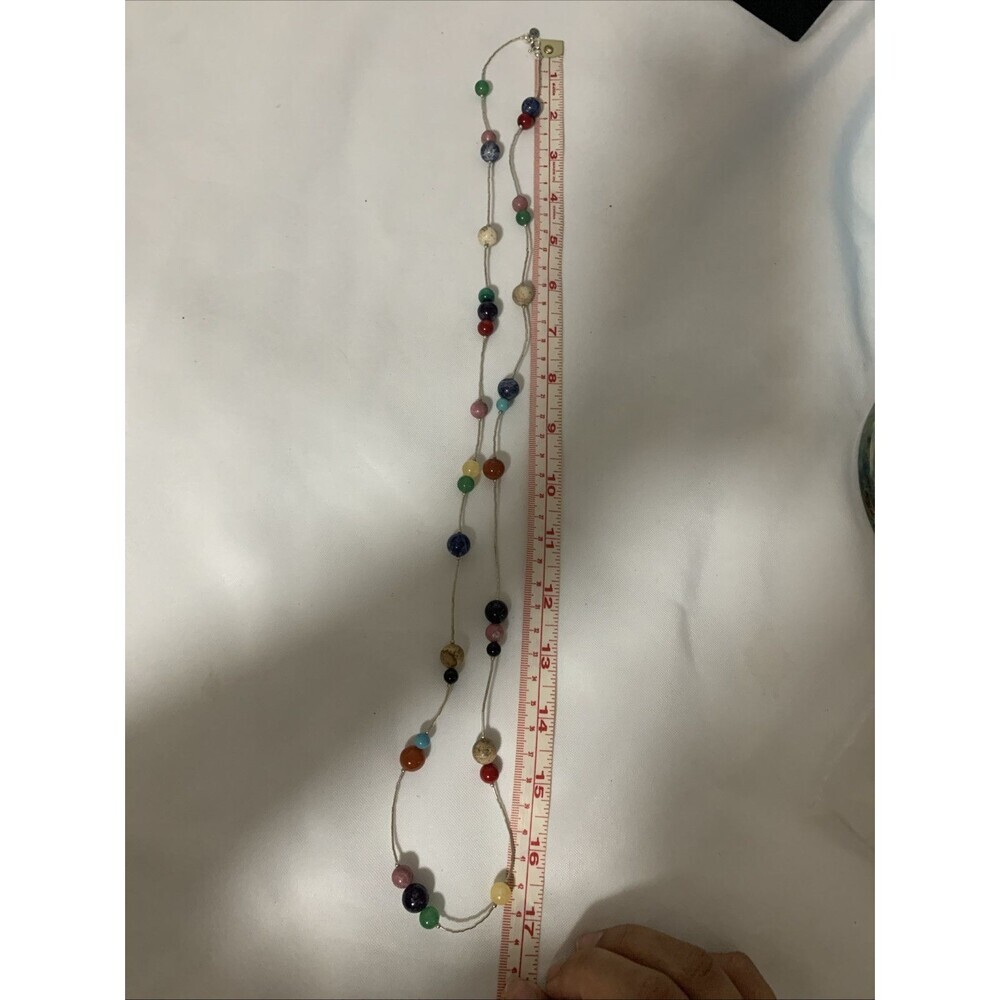 Carolyn Pollack 925 Liquid Sterling Beads Polish Stone Beads Necklace 16-17 Inch - Picture 4 of 9